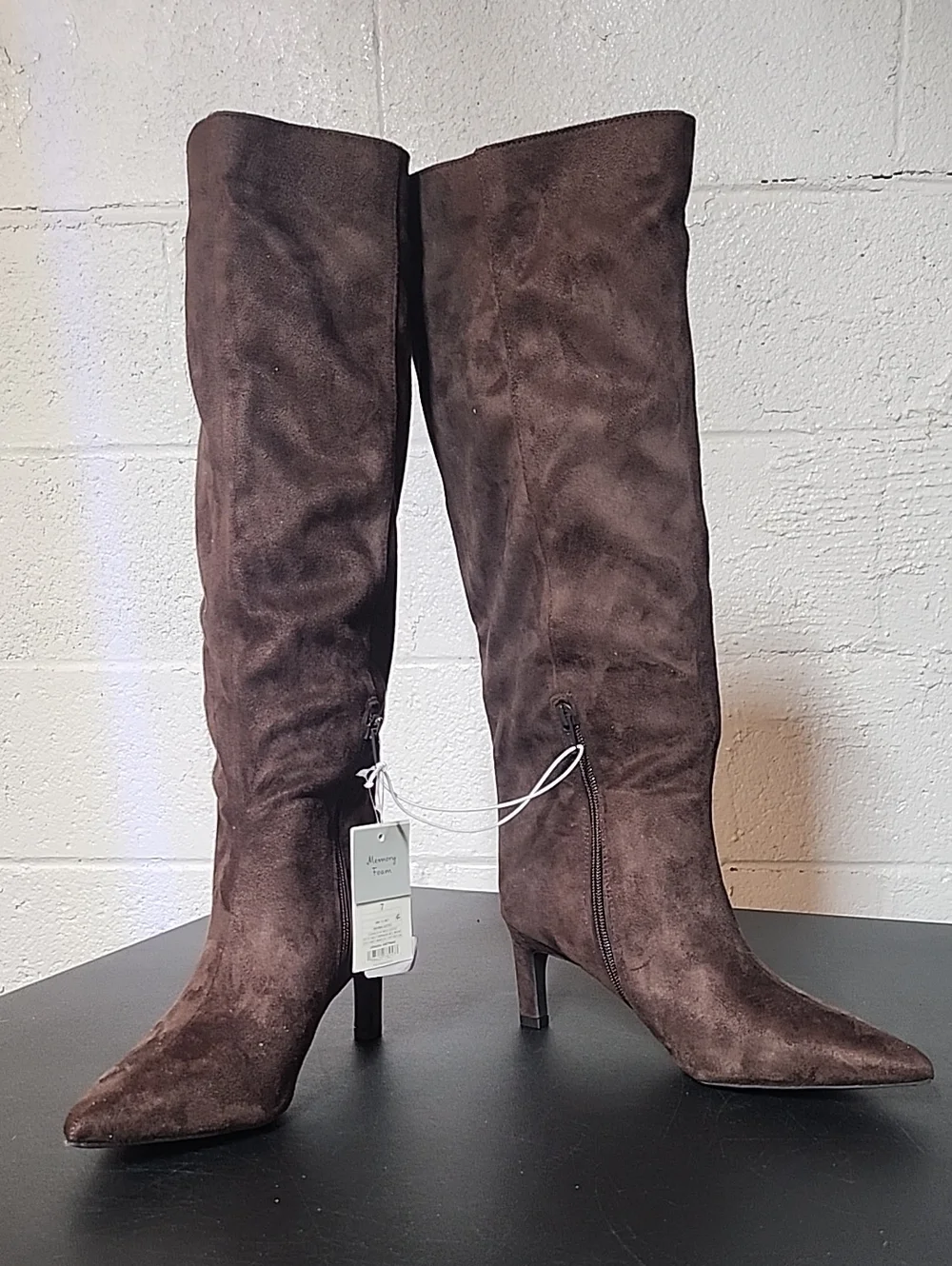 A New Day Justice Women's Over-the-Knee Suede Pointed-Toe Boots in Dark Brown